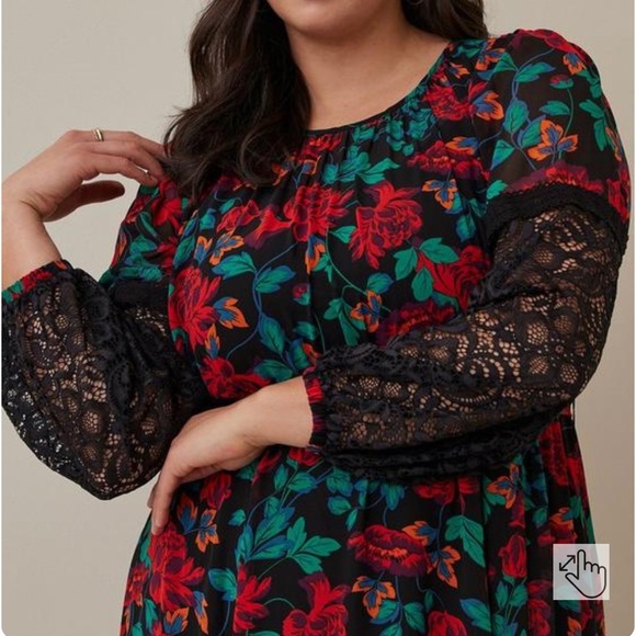 Torrid Chiffon Floral Maxi Peasant Dress - Picture 2 of 10